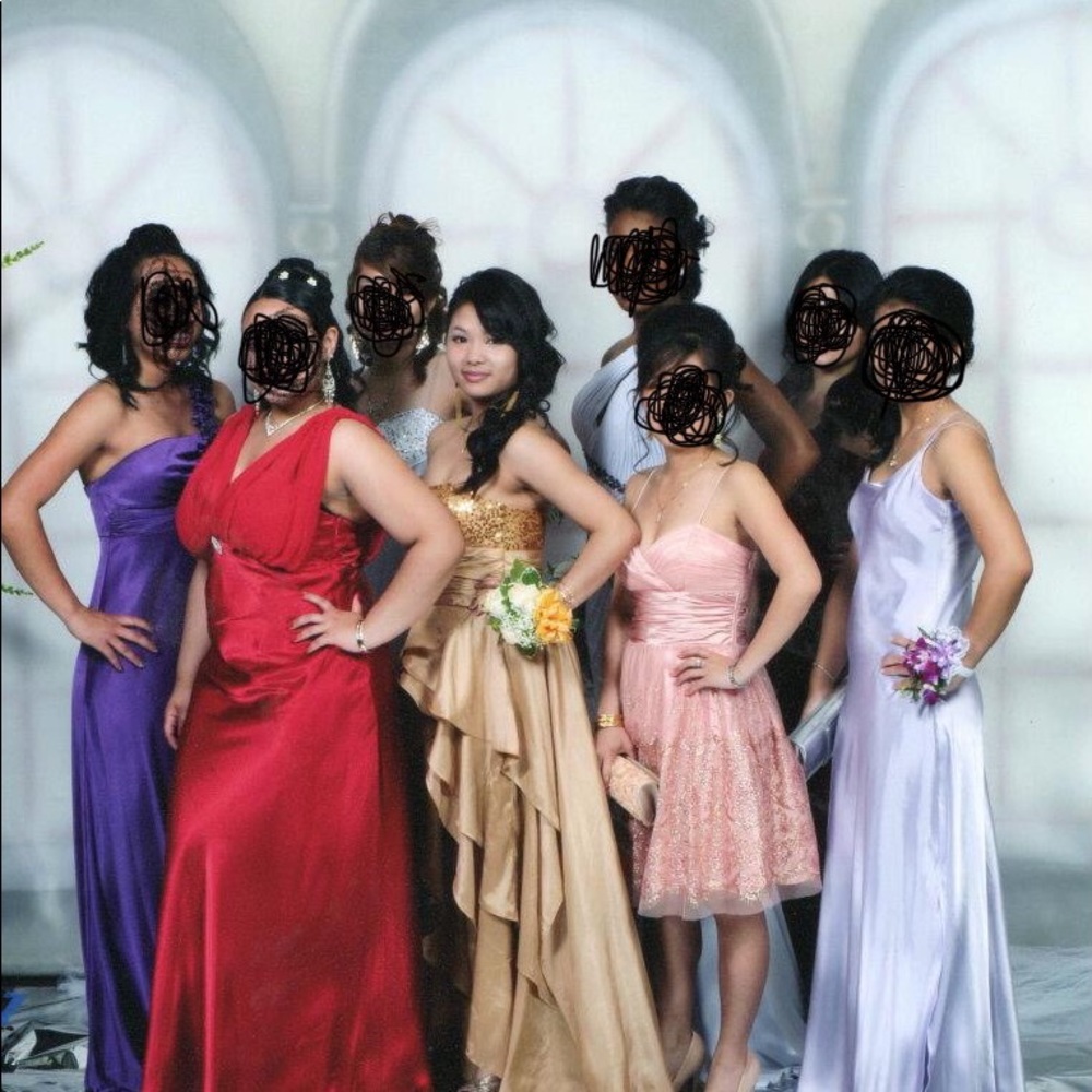 Gold Sequin w/ A-line Train Prom Dress